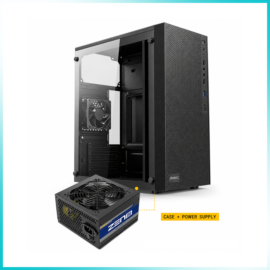 ANTEC VX10M + ZEN 350 Black Mini Tower PC Case with 350W Power Supply