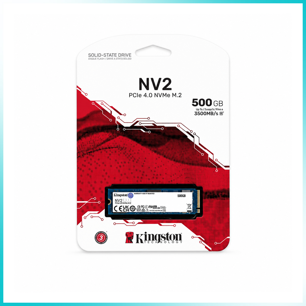 Kingston NV2 500GB SNV2S/500G PCIe 4.0 NVMe M.2 Solid State Drive