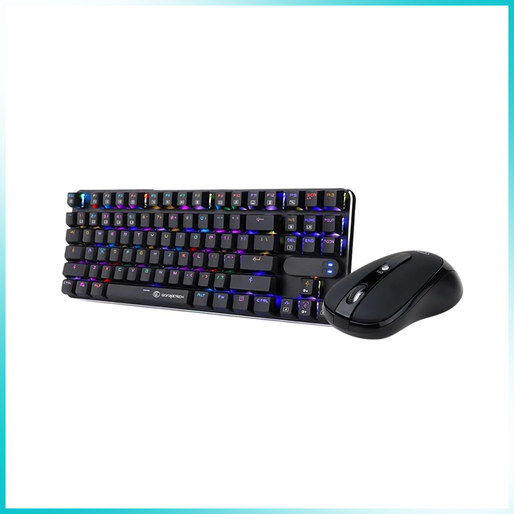 GOFREETECH MK600 87-Key RGB Mechanical Gaming Keyboard + M006 Wireless Optical Mouse Bundle