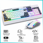 Redragon S151W Gaming Essentials Wired Keyboard & Mouse Bundle White-Gray