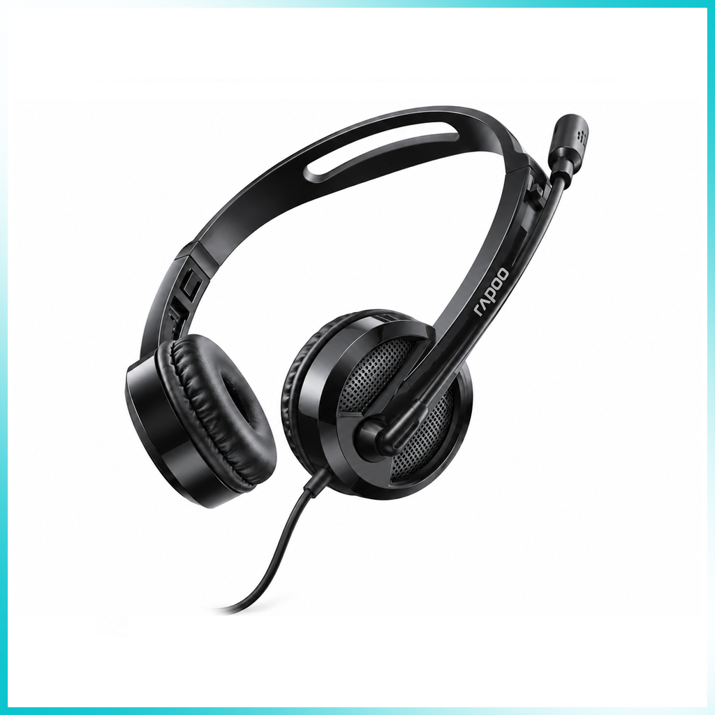 Rapoo H100 Plus Wired Stereo Headset with Microphone - Black