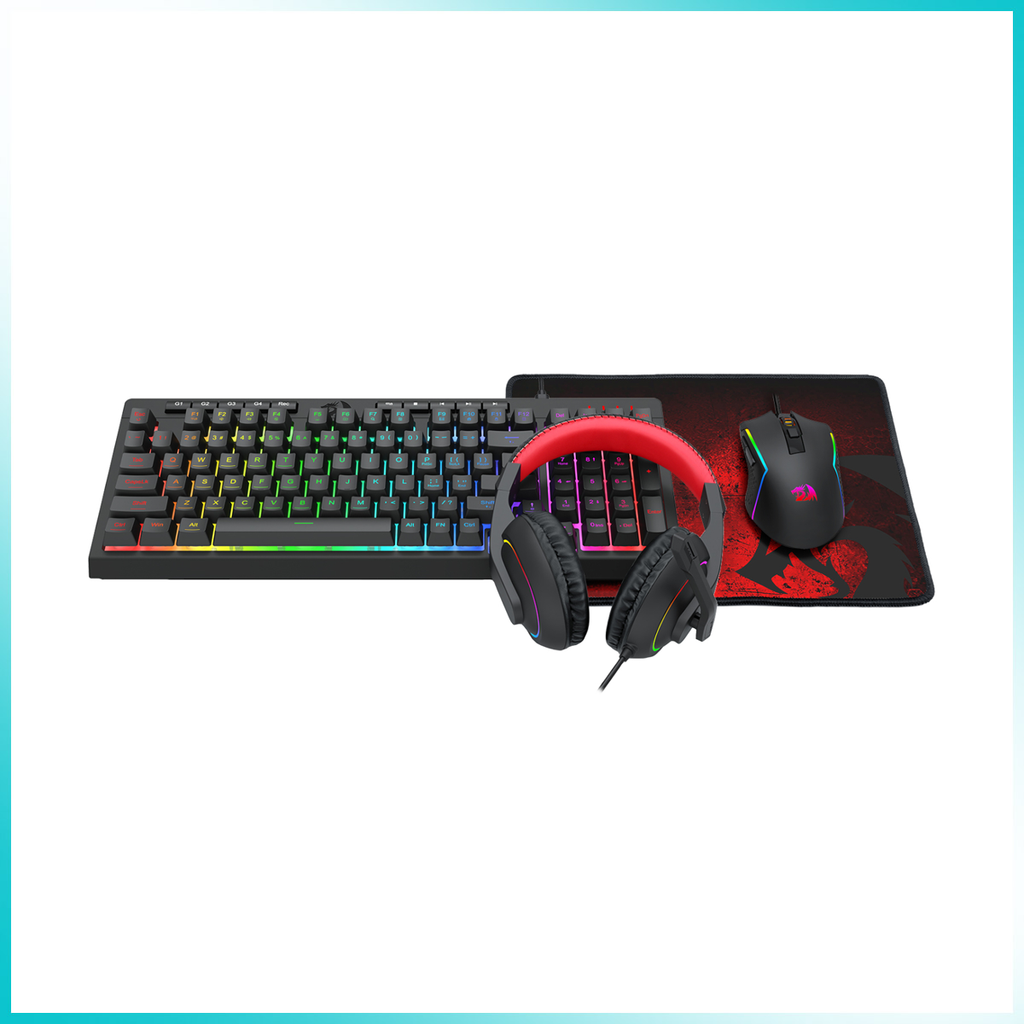 Redragon S148 4-in-1 Gamer Bundle – Wired Backlit Keyboard, Mouse, Headset & Mouse Pad