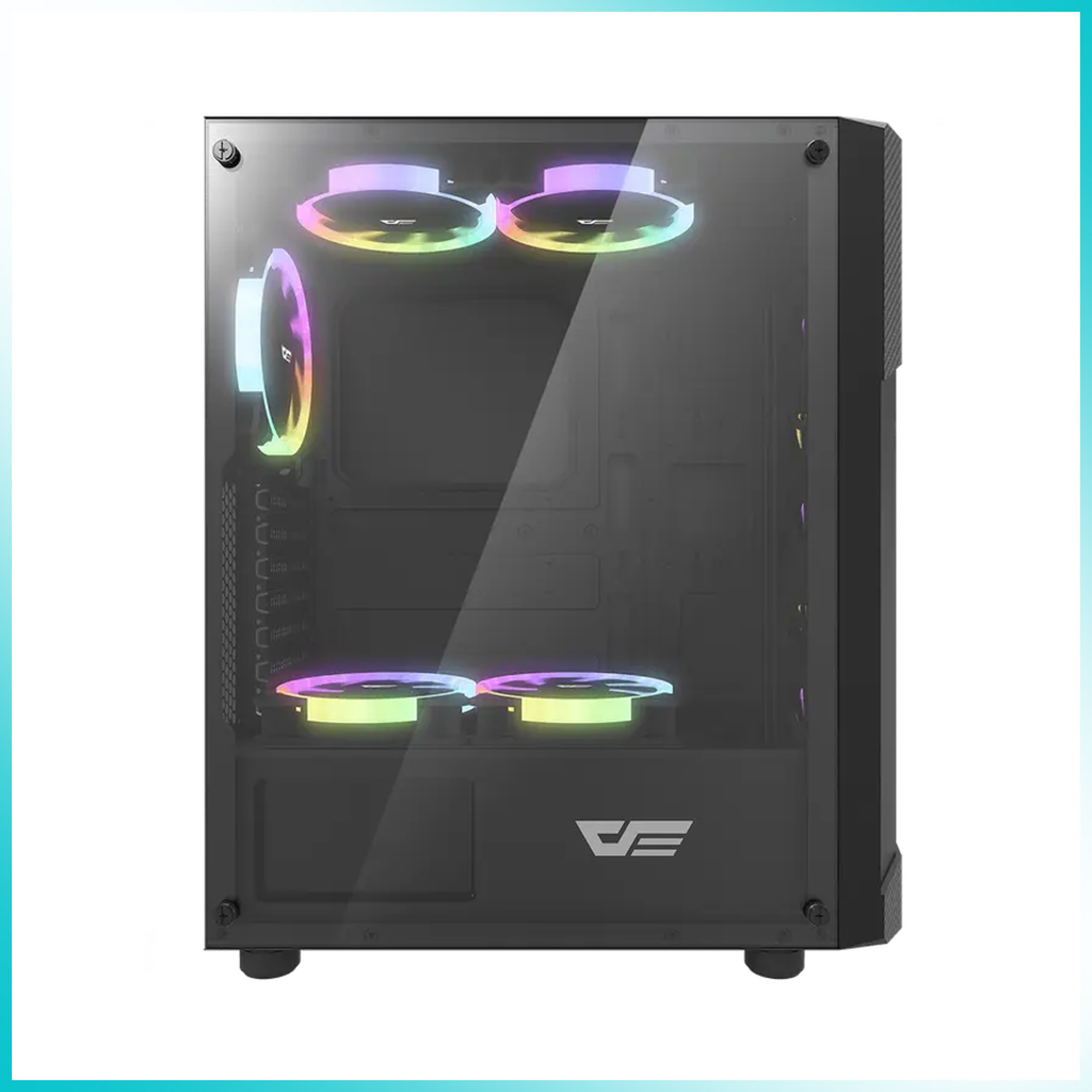 DARKFLASH POLLUX Black Tempered Glass PC Case with 2PCS 140mm ARGB Fans