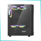 DARKFLASH POLLUX Black Tempered Glass PC Case with 2PCS 140mm ARGB Fans