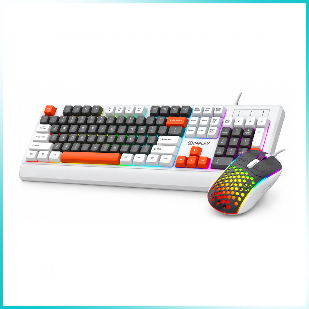 INPLAY STX380 White Grey Mix Keyboard & Mouse Bundle