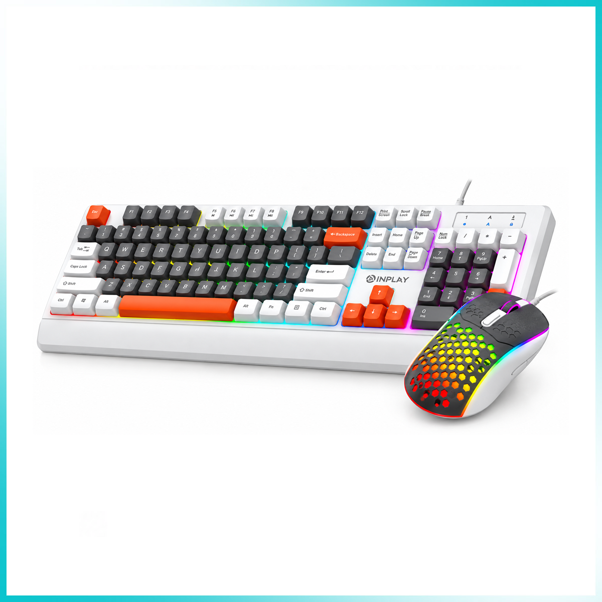 INPLAY STX380 White Grey Mix Keyboard & Mouse Bundle