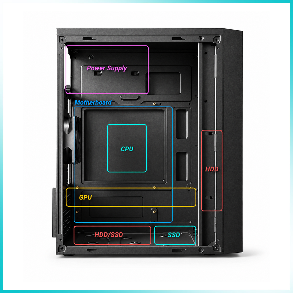 ANTEC VX10M Tempered Glass Black Micro-ATX Mini Tower PC Case