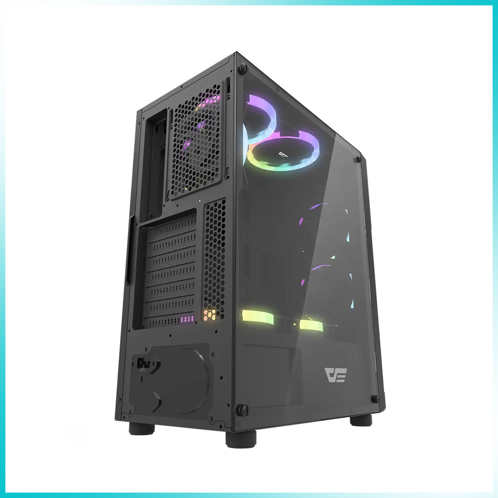 DARKFLASH POLLUX Black Tempered Glass PC Case with 2PCS 140mm ARGB Fans