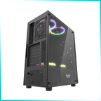 DARKFLASH POLLUX Black Tempered Glass PC Case with 2PCS 140mm ARGB Fans