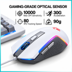 Redragon S151W Gaming Essentials Wired Keyboard & Mouse Bundle White-Gray