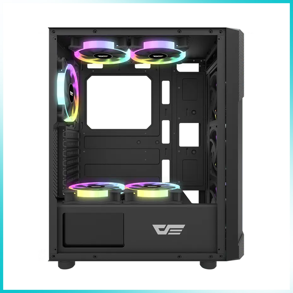 DARKFLASH POLLUX Black Tempered Glass PC Case with 2PCS 140mm ARGB Fans
