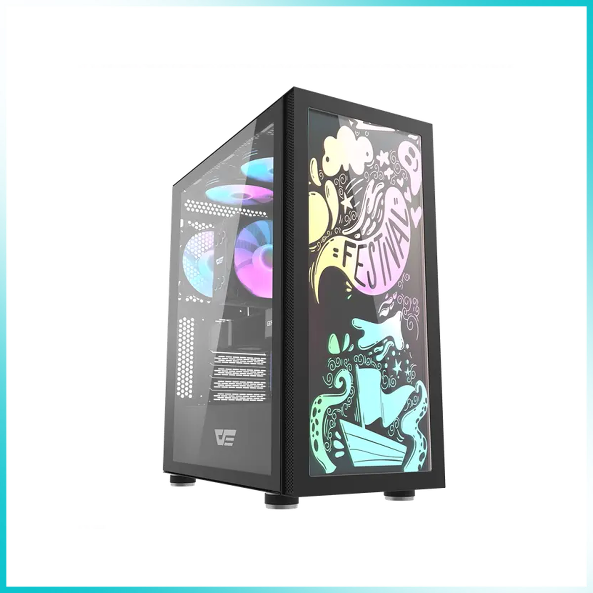DARKFLASH DK210 V2 Graffiti Black Tempered Glass PC Case
