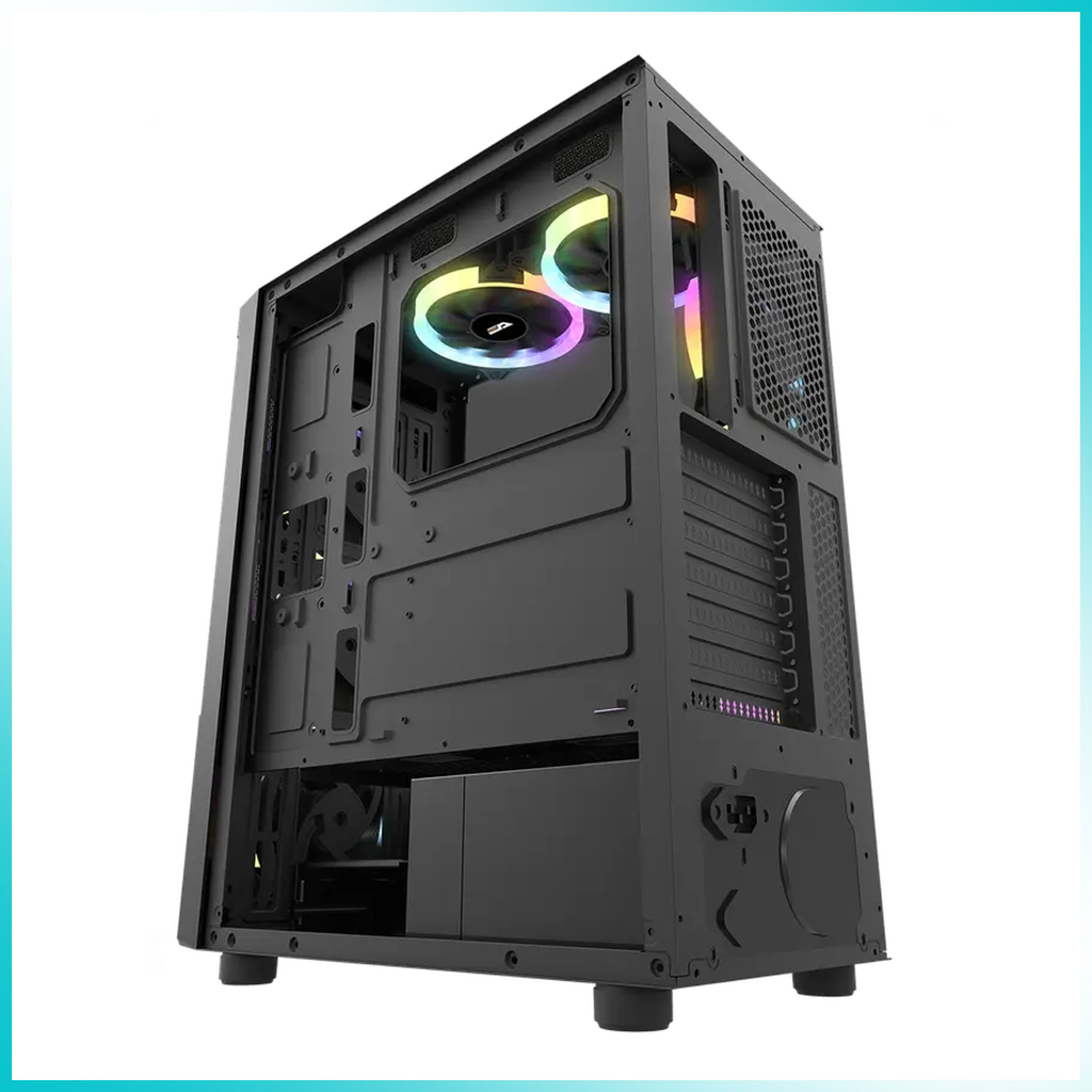 DARKFLASH POLLUX Black Tempered Glass PC Case with 2PCS 140mm ARGB Fans