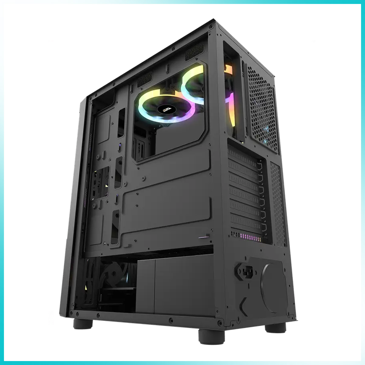 DARKFLASH POLLUX Black Tempered Glass PC Case with 2PCS 140mm ARGB Fans